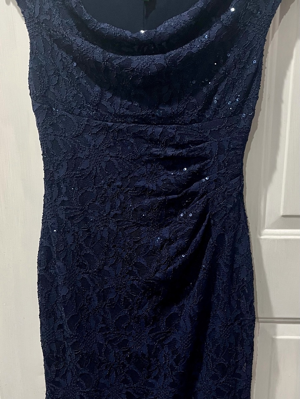 Ralph Lauren Navy Lace Sequin Midi Dress